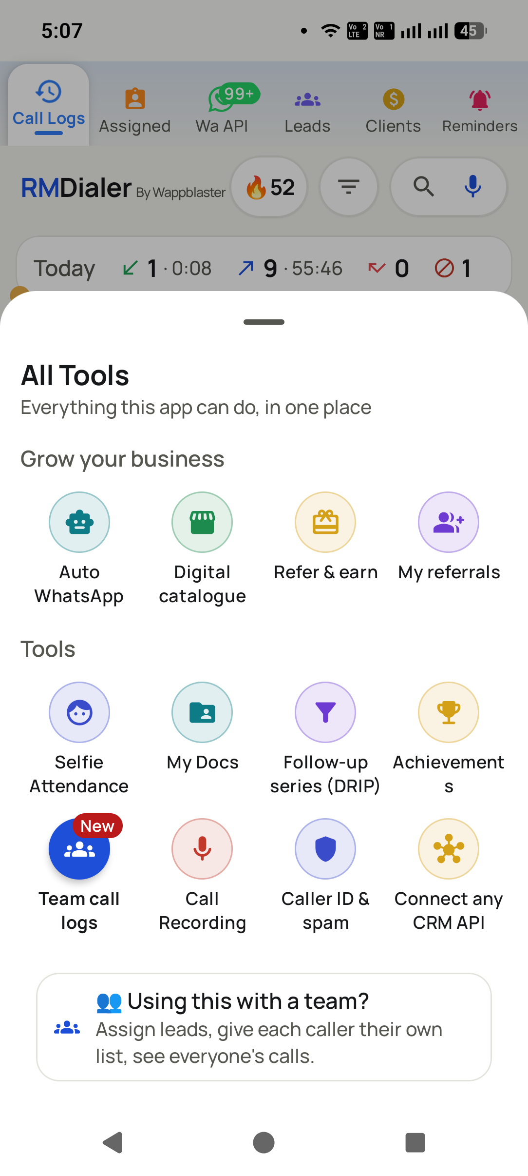 Open Call Recording from All Tools in the RMDialer app: Recording sits under Tools in the app. Our team switches it on with you during the training session and...