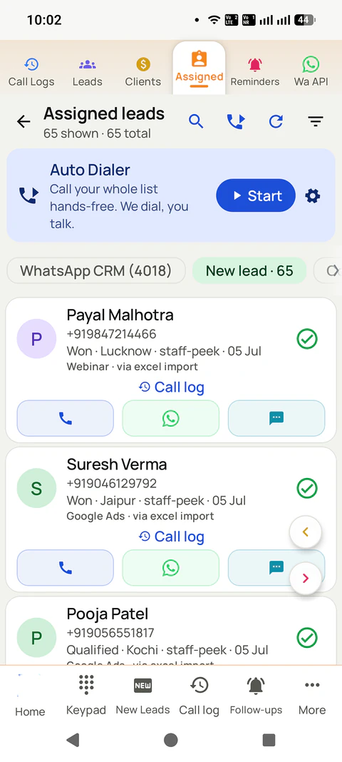Auto Dialer: We Dial, You Talk in the RMDialer app