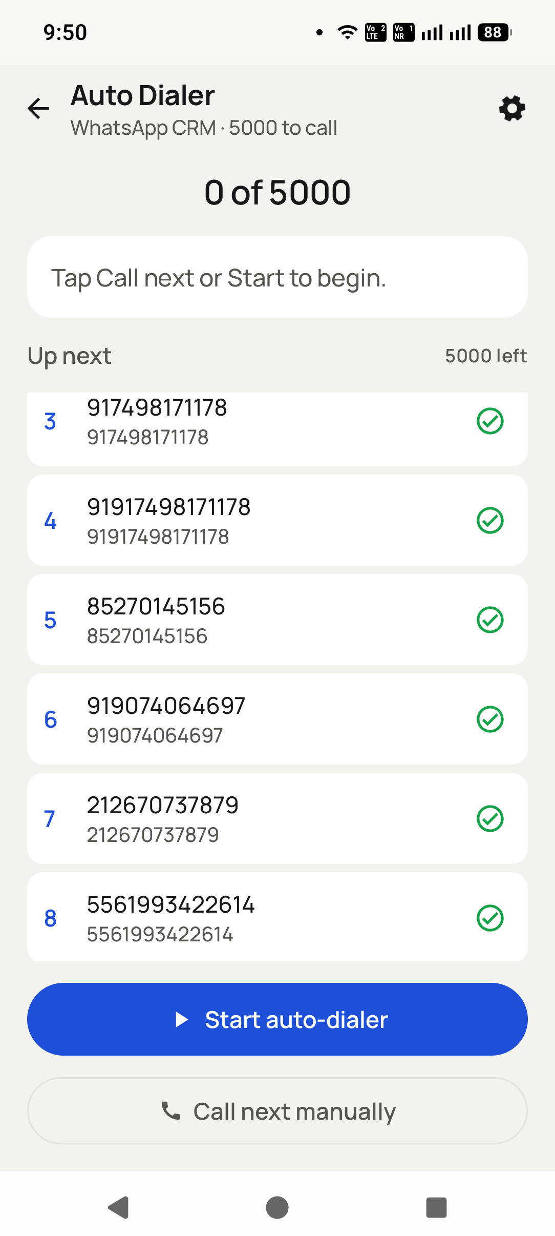 Auto dialer session in progress