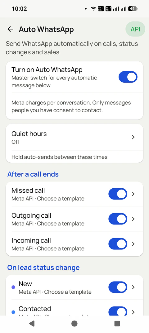 Auto WhatsApp After Call Ends in the RMDialer app