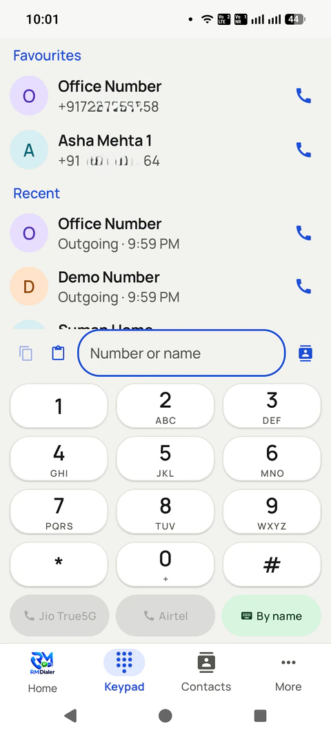 Business Call Management (Your Phone App) in the RMDialer app