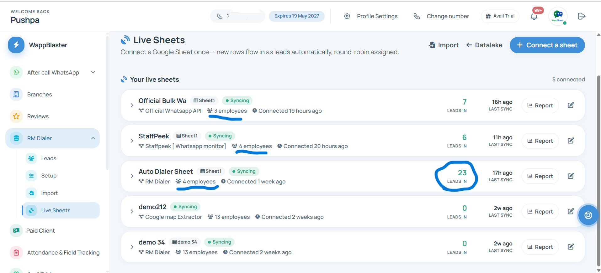 Live Sheets: connected sources with round-robin assignment